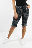 Beige Ladies Italian Stretch Shorts Women's camouflage Plain Magic Comfy Lagenlook Hot Pants 8-22 For Women 8 - Dropwear