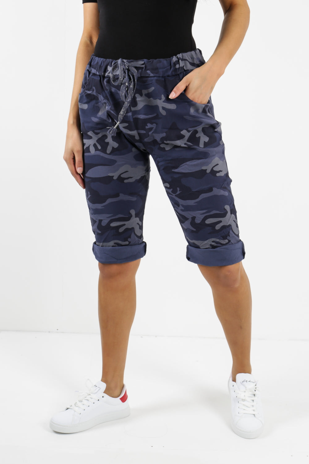 Fuchsia Ladies Italian Stretch Shorts Women's camouflage Plain Magic Comfy Lagenlook Hot Pants 8-22 For Women 10 - Dropwear