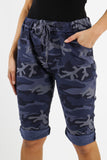 Khaki Plus Size Italian Camouflage Magic Chino Shorts For Women 16 - Dropwear