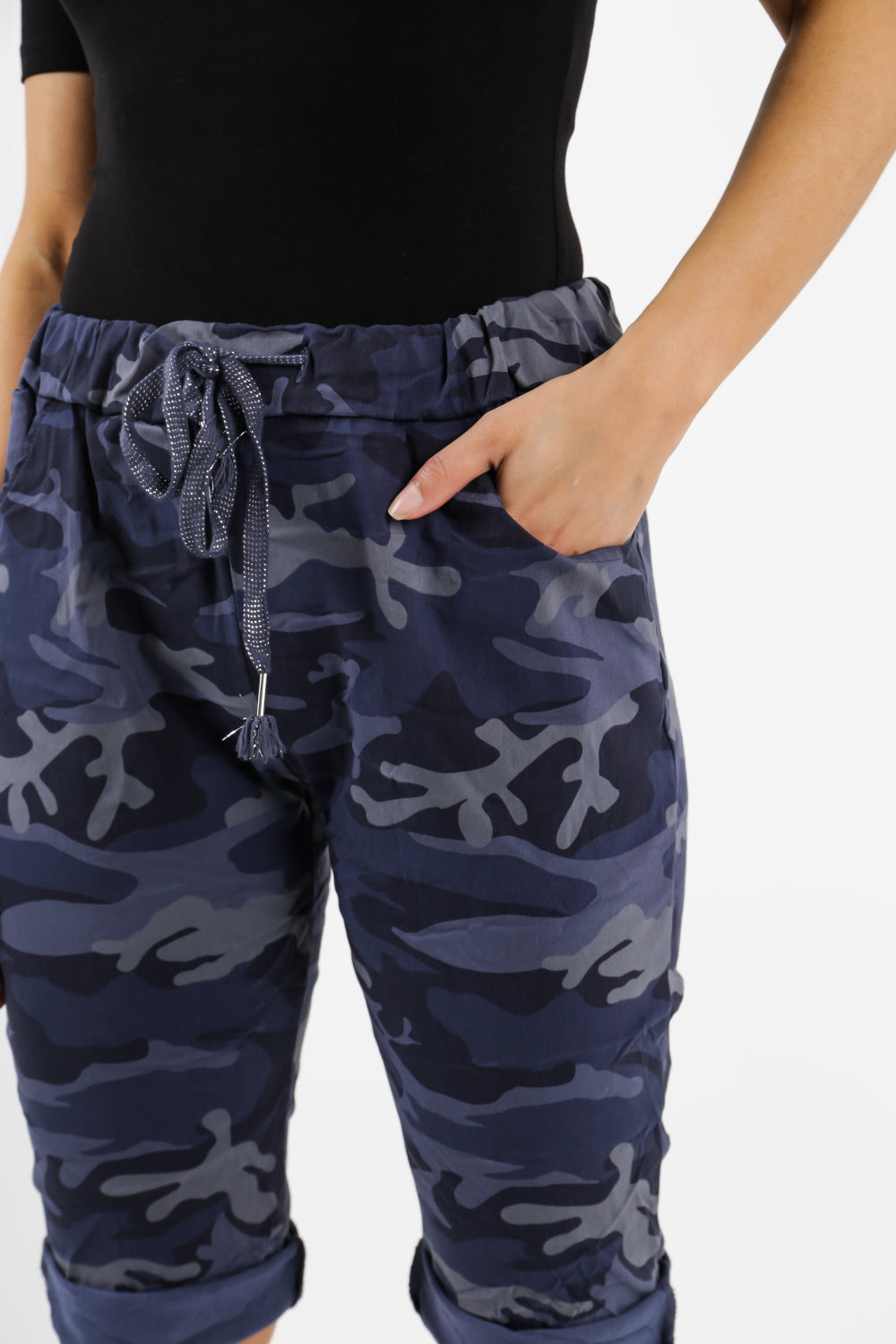 Khaki Ladies Italian Stretch Shorts Women's camouflage Plain Magic Comfy Lagenlook Hot Pants 8-22 For Women 10 - Dropwear