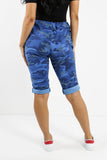Navy Ladies Italian Stretch Shorts Women's camouflage Plain Magic Comfy Lagenlook Hot Pants 8-22 For Women 10 - Dropwear