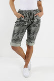 Turquoise Ladies Italian Stretch Shorts Women's camouflage Plain Magic Comfy Lagenlook Hot Pants 8-22 For Women 8 - Dropwear