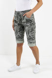 White Ladies Italian Stretch Shorts Women's camouflage Plain Magic Comfy Lagenlook Hot Pants 8-22 For Women 10 - Dropwear