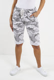 Black Ladies Italian Stretch Shorts Women's camouflage Plain Magic Comfy Lagenlook Hot Pants 8-22 For Women 14 - Dropwear