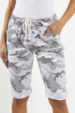 Fuchsia Ladies Italian Stretch Shorts Women's camouflage Plain Magic Comfy Lagenlook Hot Pants 8-22 For Women 14 - Dropwear