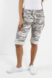 Green Ladies Italian Stretch Shorts Women's camouflage Plain Magic Comfy Lagenlook Hot Pants 8-22 For Women 14 - Dropwear