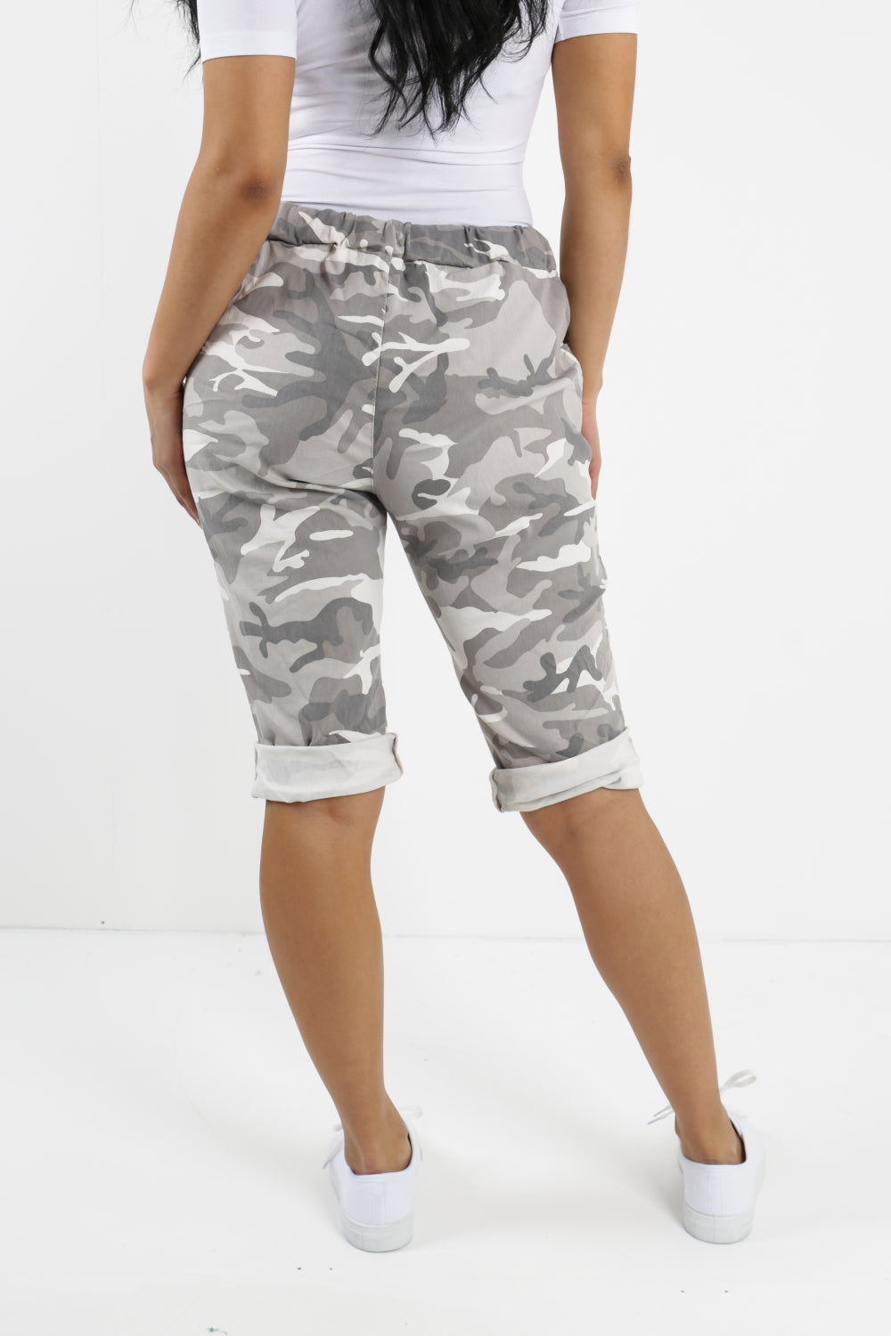 Light Pink Plus Size Italian Camouflage Magic Chino Shorts For Women 20 - Dropwear