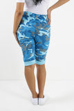 Royal Blue Plus Size Italian Camouflage Magic Chino Shorts For Women 22 - Dropwear