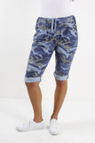 Turquoise Ladies Italian Stretch Shorts Women's camouflage Plain Magic Comfy Lagenlook Hot Pants 8-22 For Women 14 - Dropwear