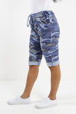White Ladies Italian Stretch Shorts Women's camouflage Plain Magic Comfy Lagenlook Hot Pants 8-22 For Women 14 - Dropwear