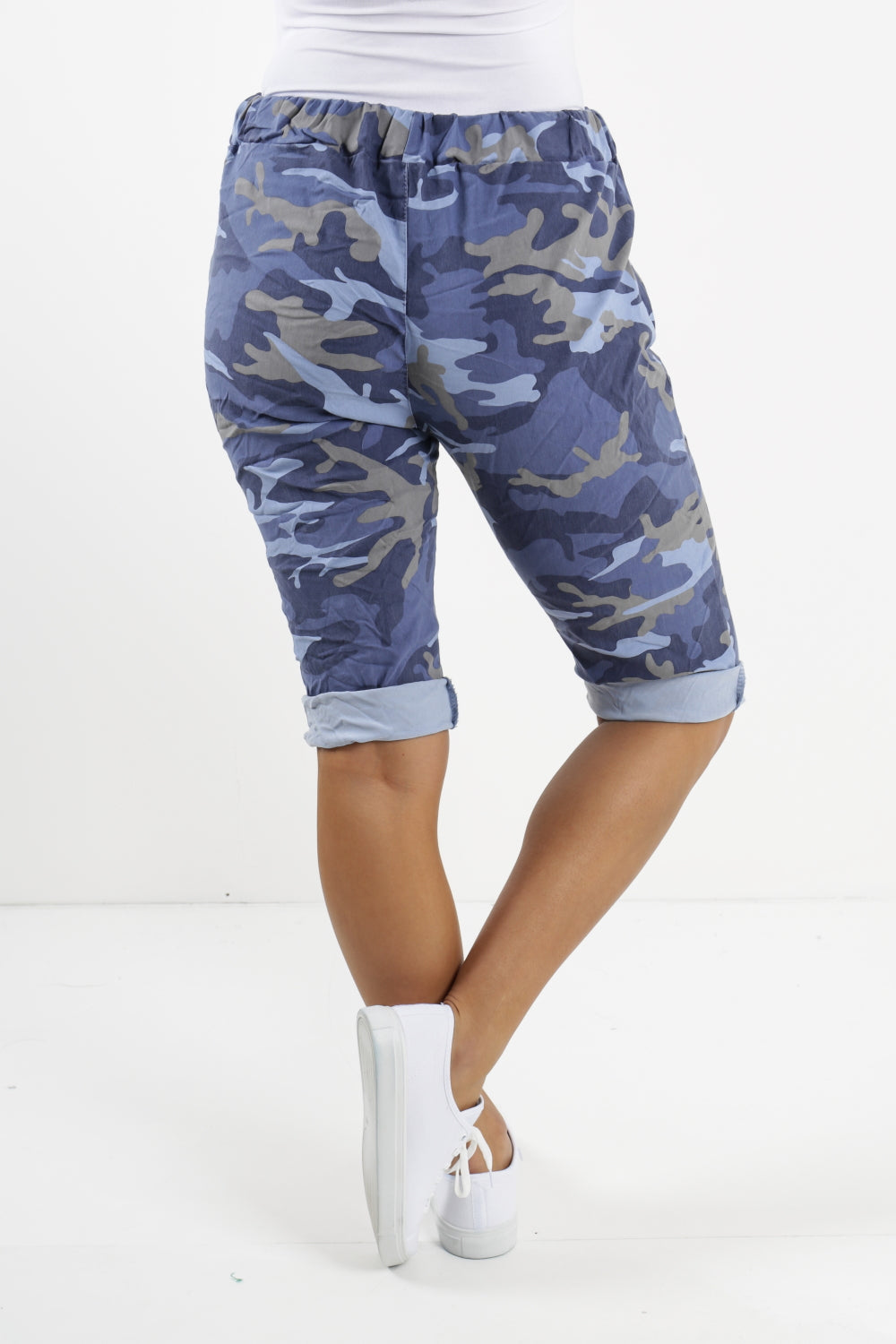 Ladies Italian Stretch Shorts Women's camouflage Plain Magic Comfy Lagenlook Hot Pants 8-22 For Women  - Dropwear