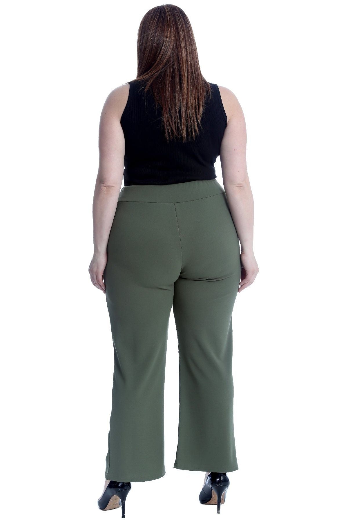 Red Plus Button Embellished Pocket Palazzo Trousers For Women 14 - Dropwear