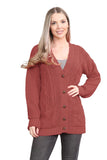 Cerise Cable Knitted Button Cardigan For Women 12-14 - Dropwear