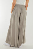 Brown Shirred Deep Waist Band Wide Culottes For Women ONE SIZE - Dropwear
