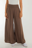 Dark Grey Shirred Deep Waist Band Wide Culottes For Women ONE SIZE - Dropwear