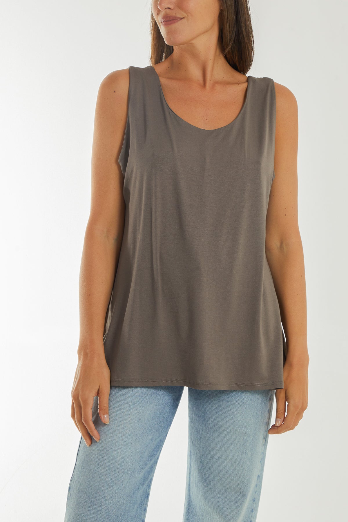 Charcoal Double Layer Scoop Vest For Women ONE SIZE - Dropwear