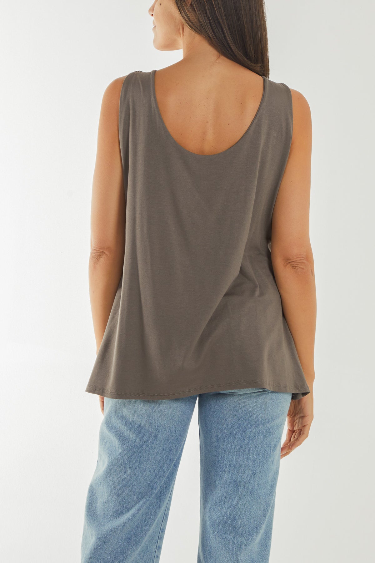 Khaki Double Layer Scoop Vest For Women ONE SIZE - Dropwear