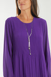 Pleated Long Sleeve Necklace Top For Women  - Dropwear