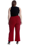 Wine Plus Button Embellished Pocket Palazzo Trousers For Women 14 - Dropwear