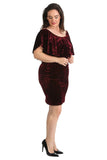 Black Plus Size Velvet Frill Top Midi Dress For Women 26-28 - Dropwear