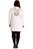 Plus Size Lace Back Open Pleated Cardigan For Women  - Dropwear