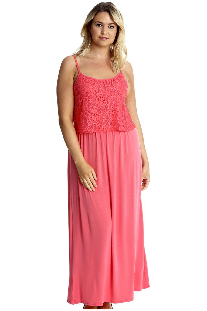 Plus Size Lace Top Sleeveless Maxi Dress For Women  - Dropwear