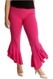 Camel Plus Size Frill Asymmetric Hem Plain Trousers For Women 24-26 - Dropwear