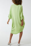 V Neck Draped Midi Dress For Women  - Dropwear