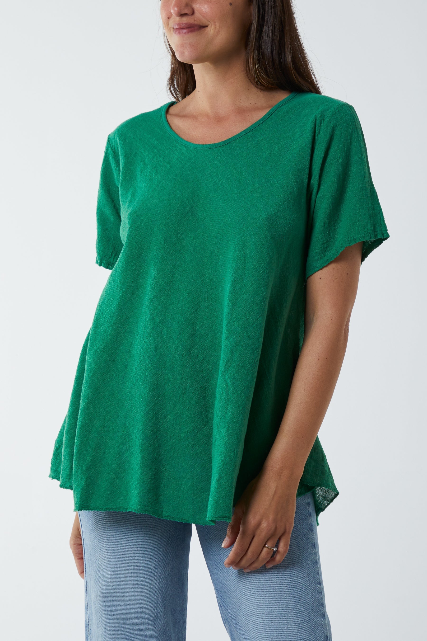 Round Neck Short Sleeve Cotton T-Shirt For Women  - Dropwear