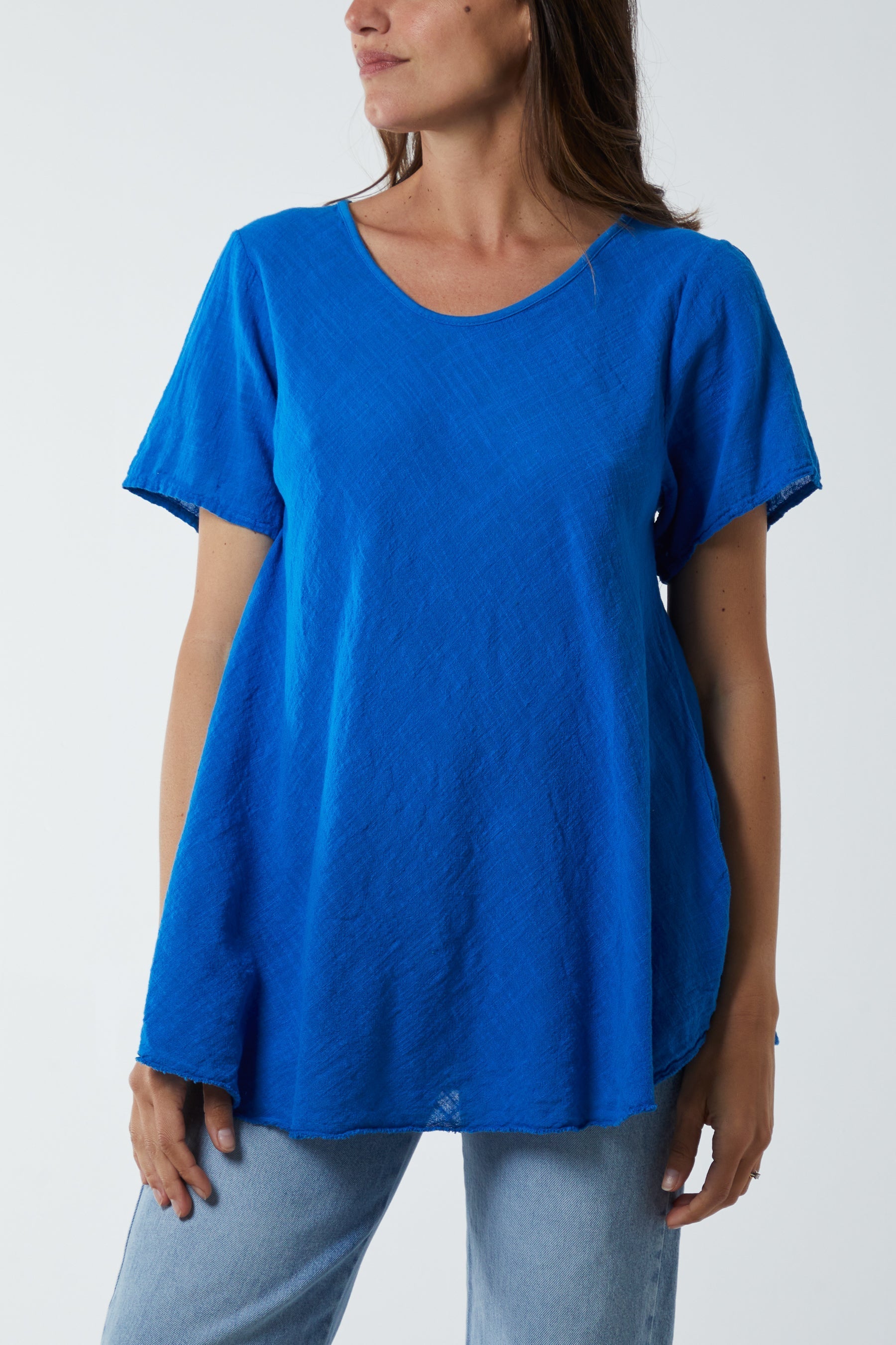 Round Neck Short Sleeve Cotton T-Shirt For Women  - Dropwear
