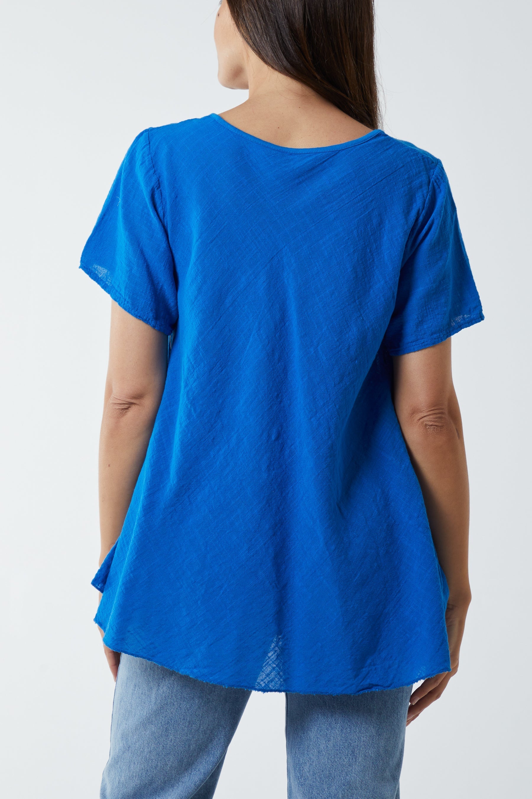 Round Neck Short Sleeve Cotton T-Shirt For Women  - Dropwear