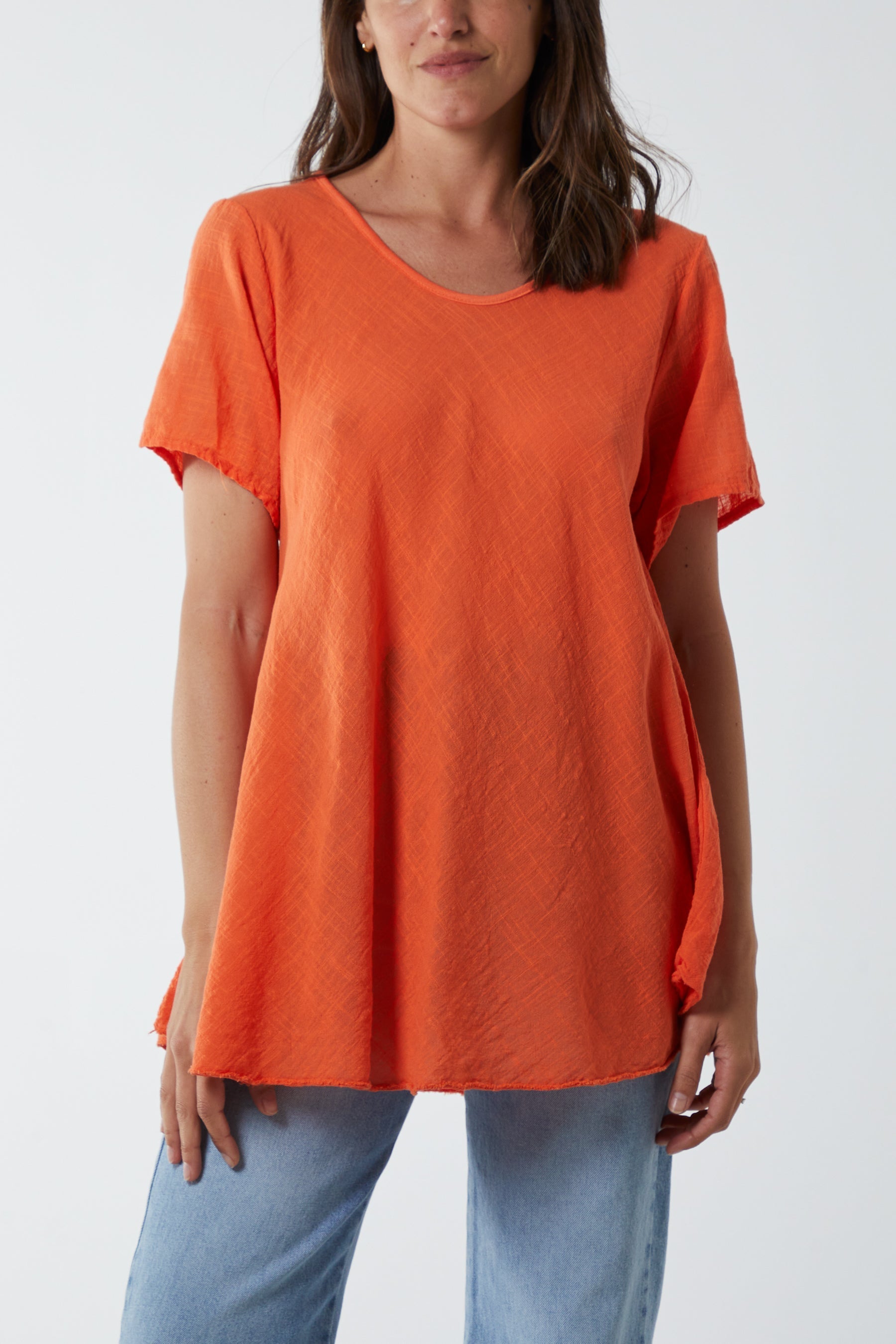 Round Neck Short Sleeve Cotton T-Shirt For Women  - Dropwear