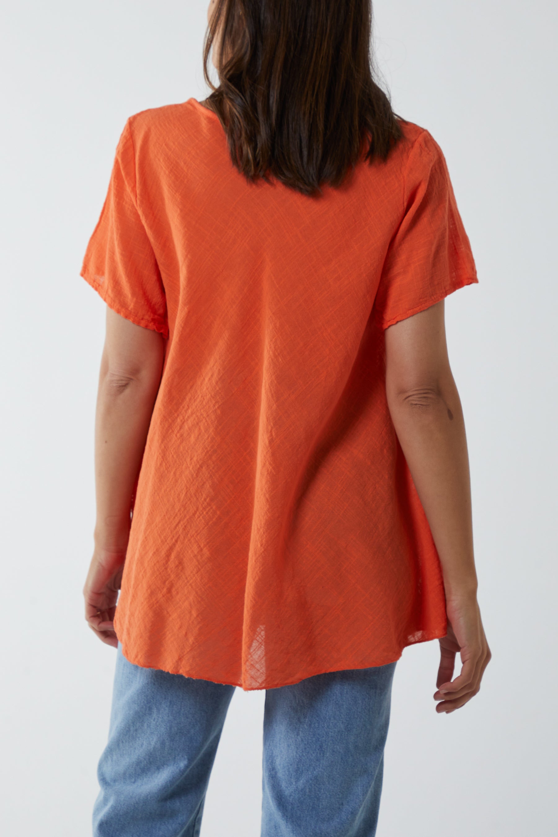 Round Neck Short Sleeve Cotton T-Shirt For Women  - Dropwear