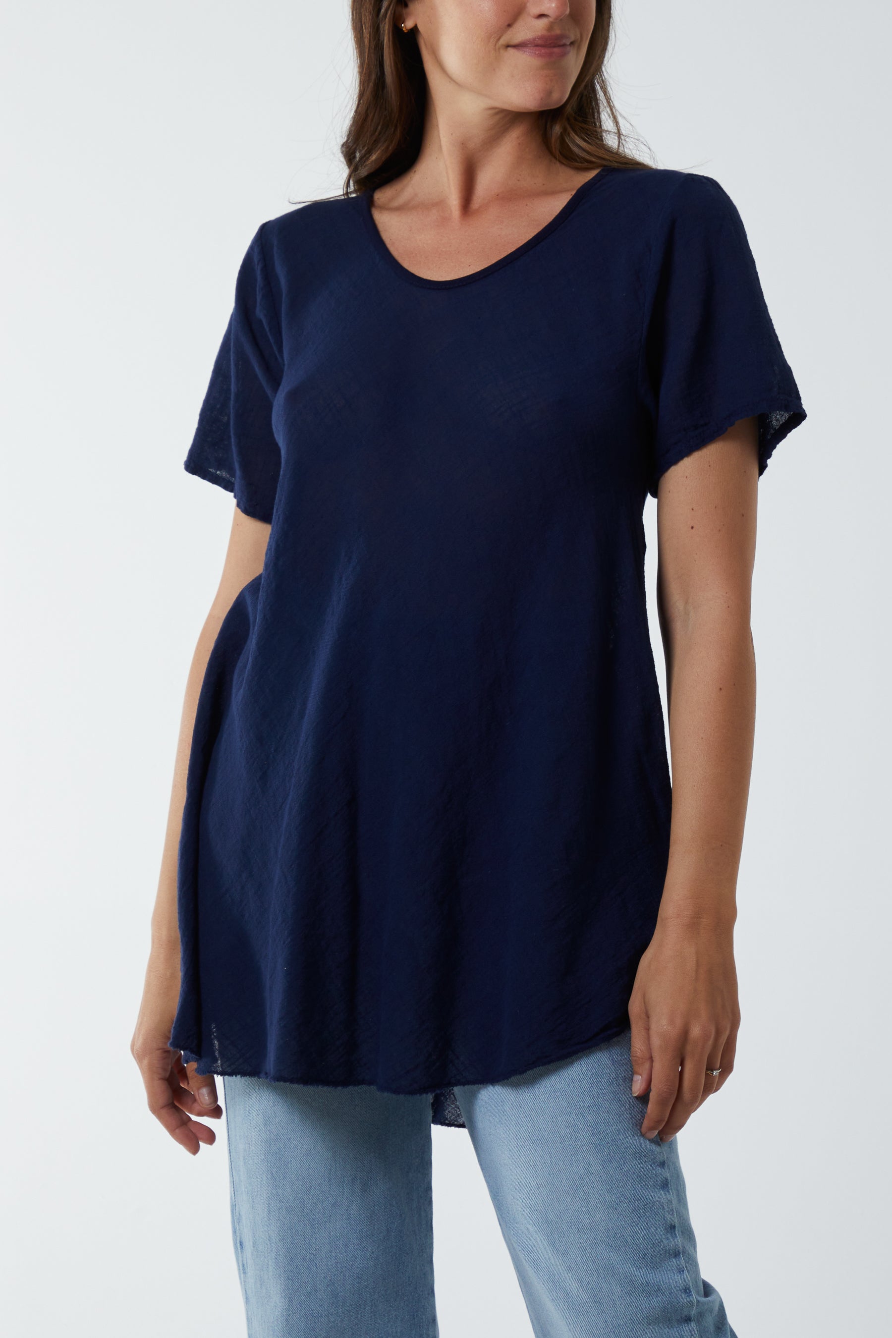 Round Neck Short Sleeve Cotton T-Shirt For Women  - Dropwear