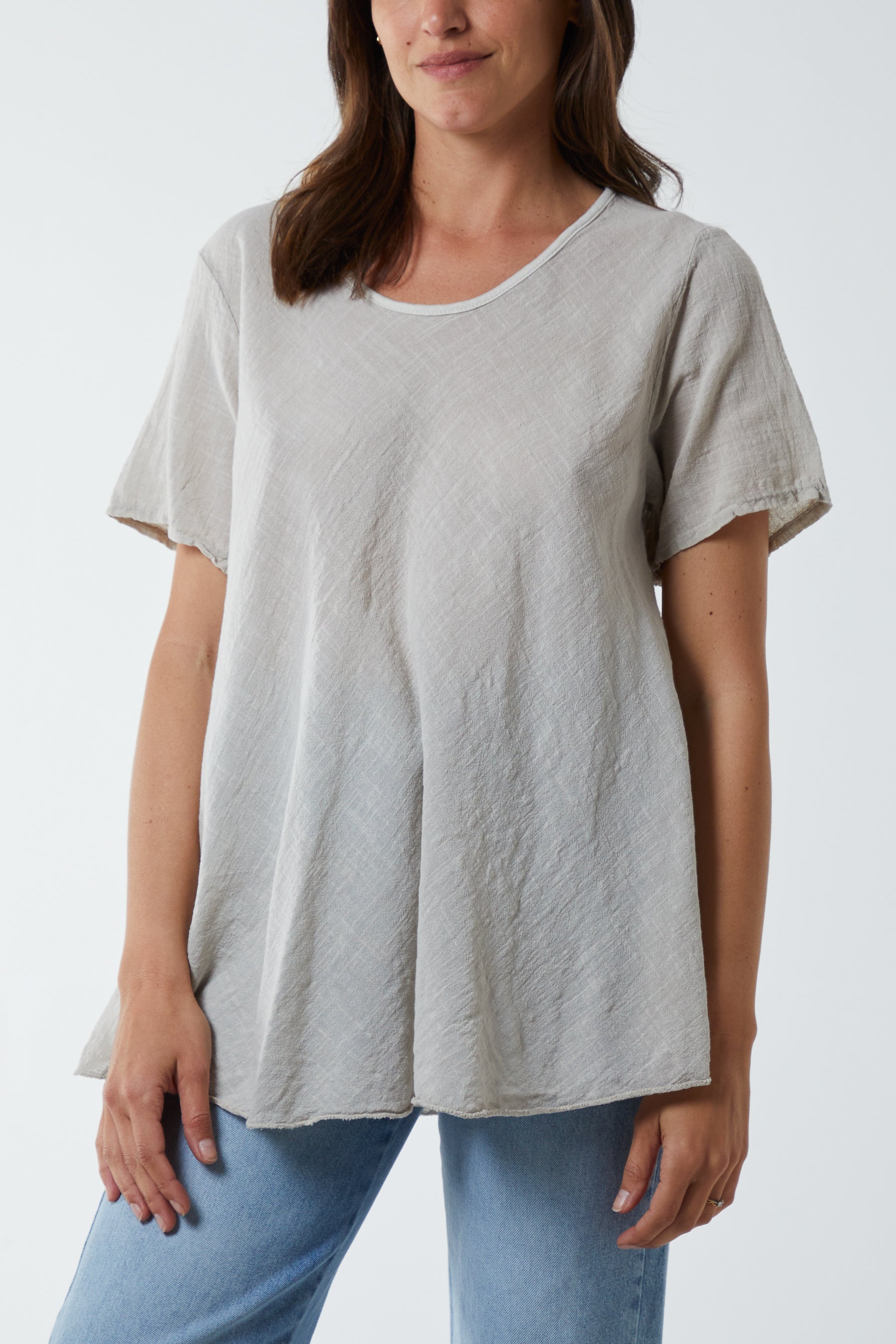 Round Neck Short Sleeve Cotton T-Shirt For Women  - Dropwear