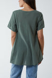 Black Round Neck Short Sleeve Cotton T-Shirt For Women ONE SIZE - Dropwear