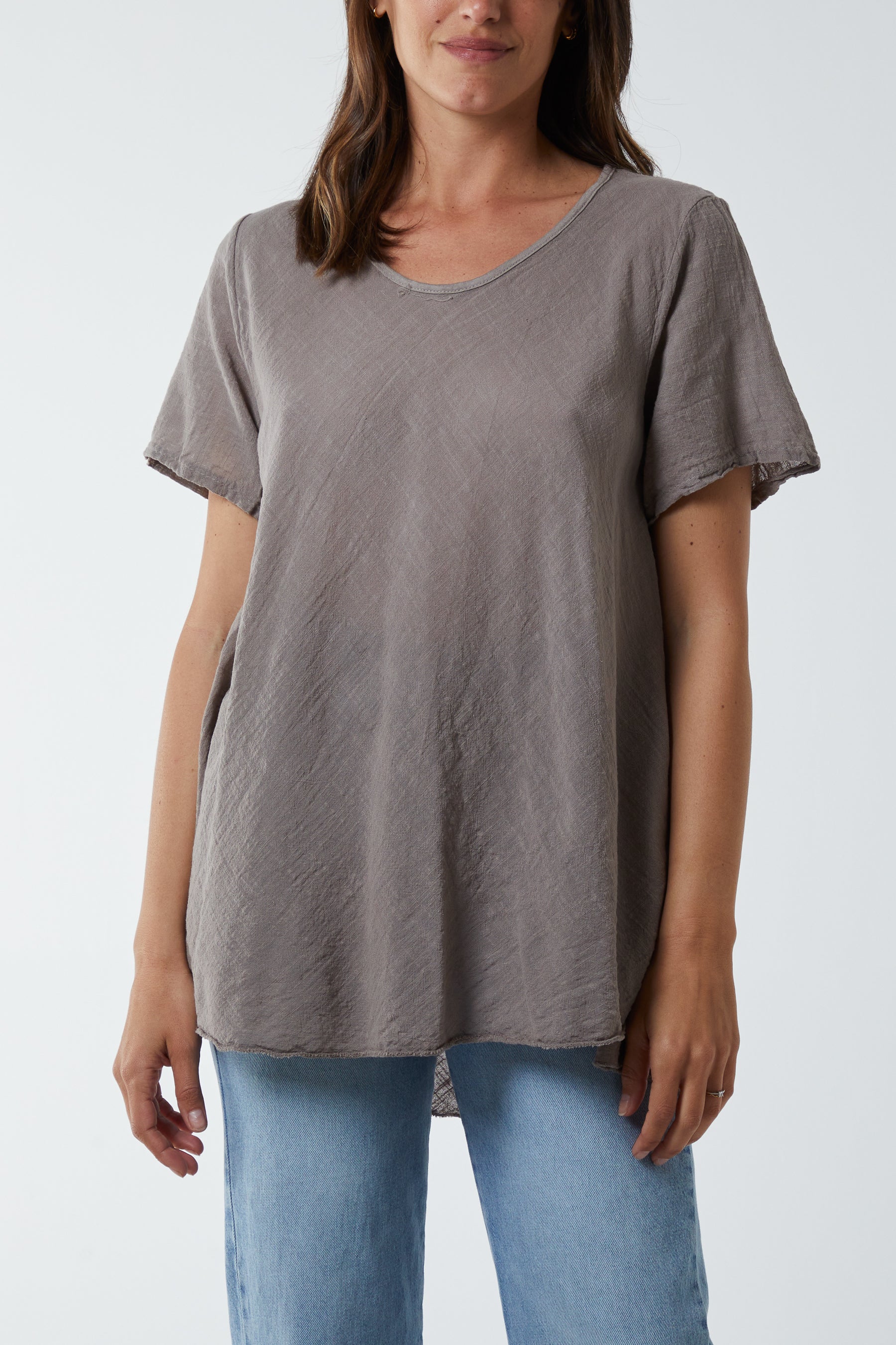 Round Neck Short Sleeve Cotton T-Shirt For Women  - Dropwear
