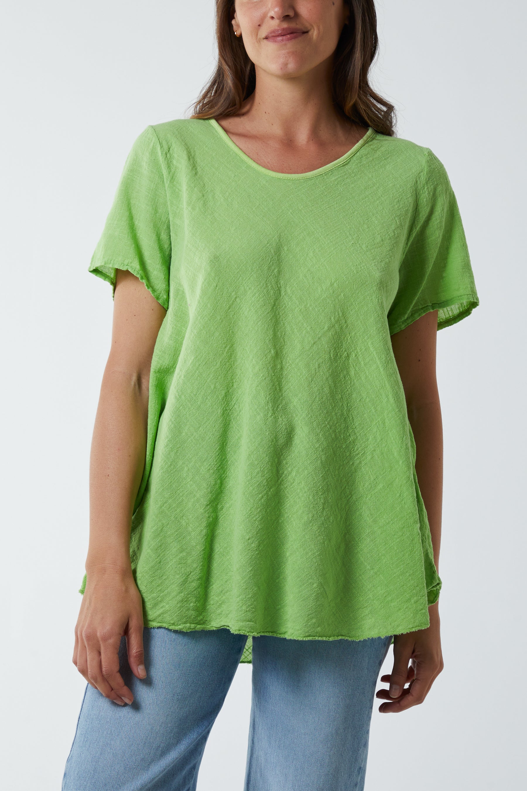 Round Neck Short Sleeve Cotton T-Shirt For Women  - Dropwear
