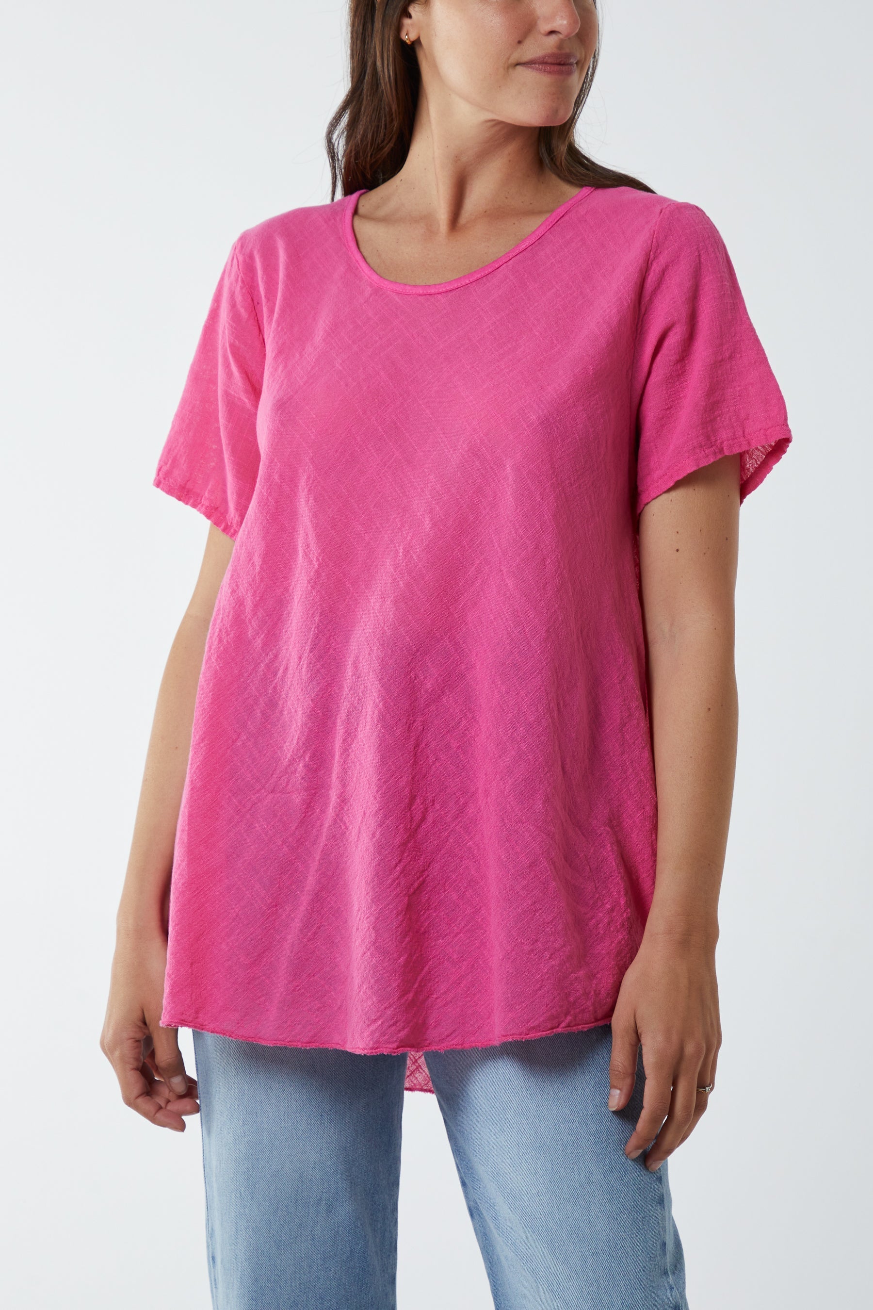 Lime Round Neck Short Sleeve Cotton T-Shirt For Women ONE SIZE - Dropwear