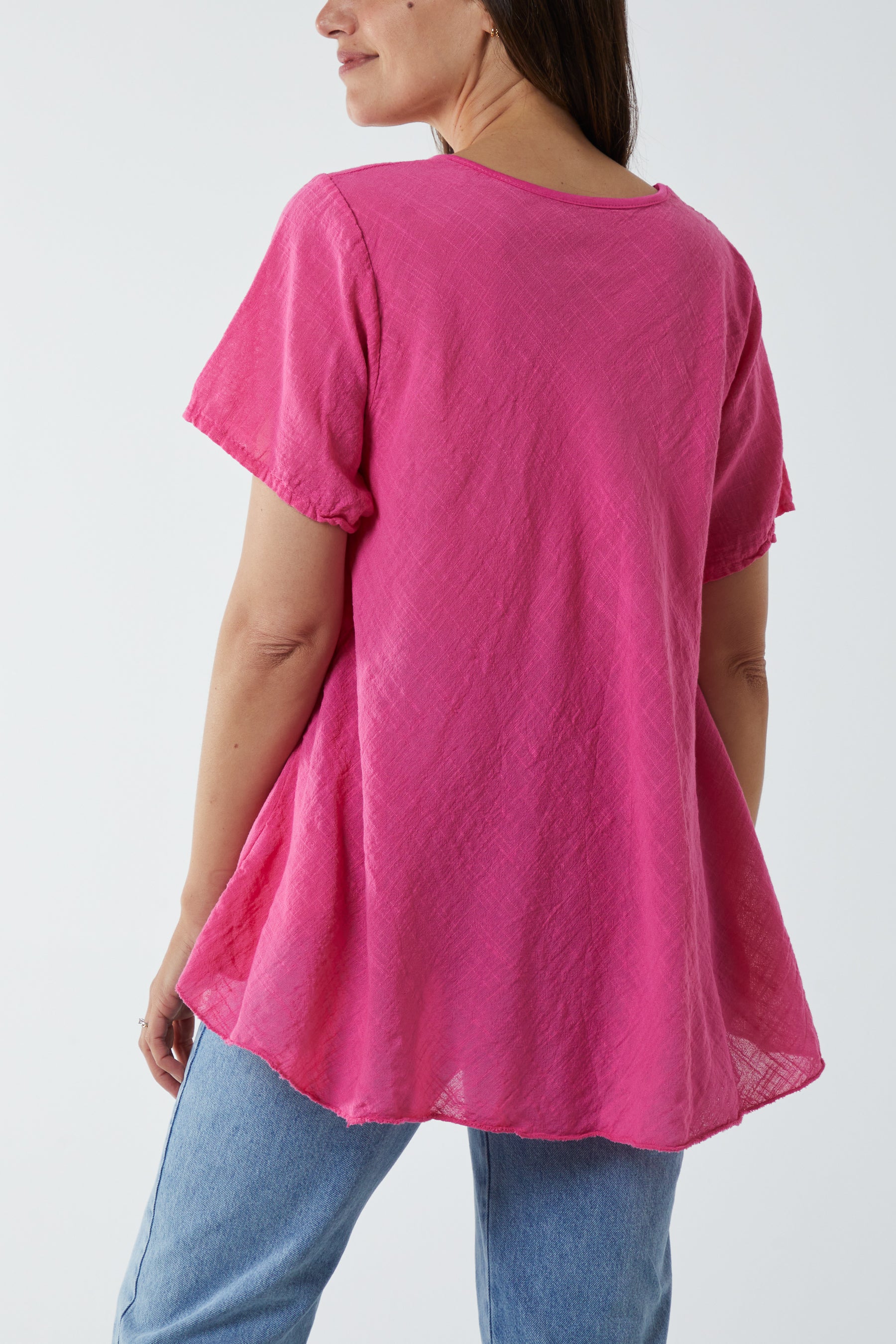 Round Neck Short Sleeve Cotton T-Shirt For Women  - Dropwear