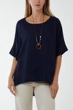 White Button Back Asymmetric Necklace Top For Women ONE SIZE - Dropwear