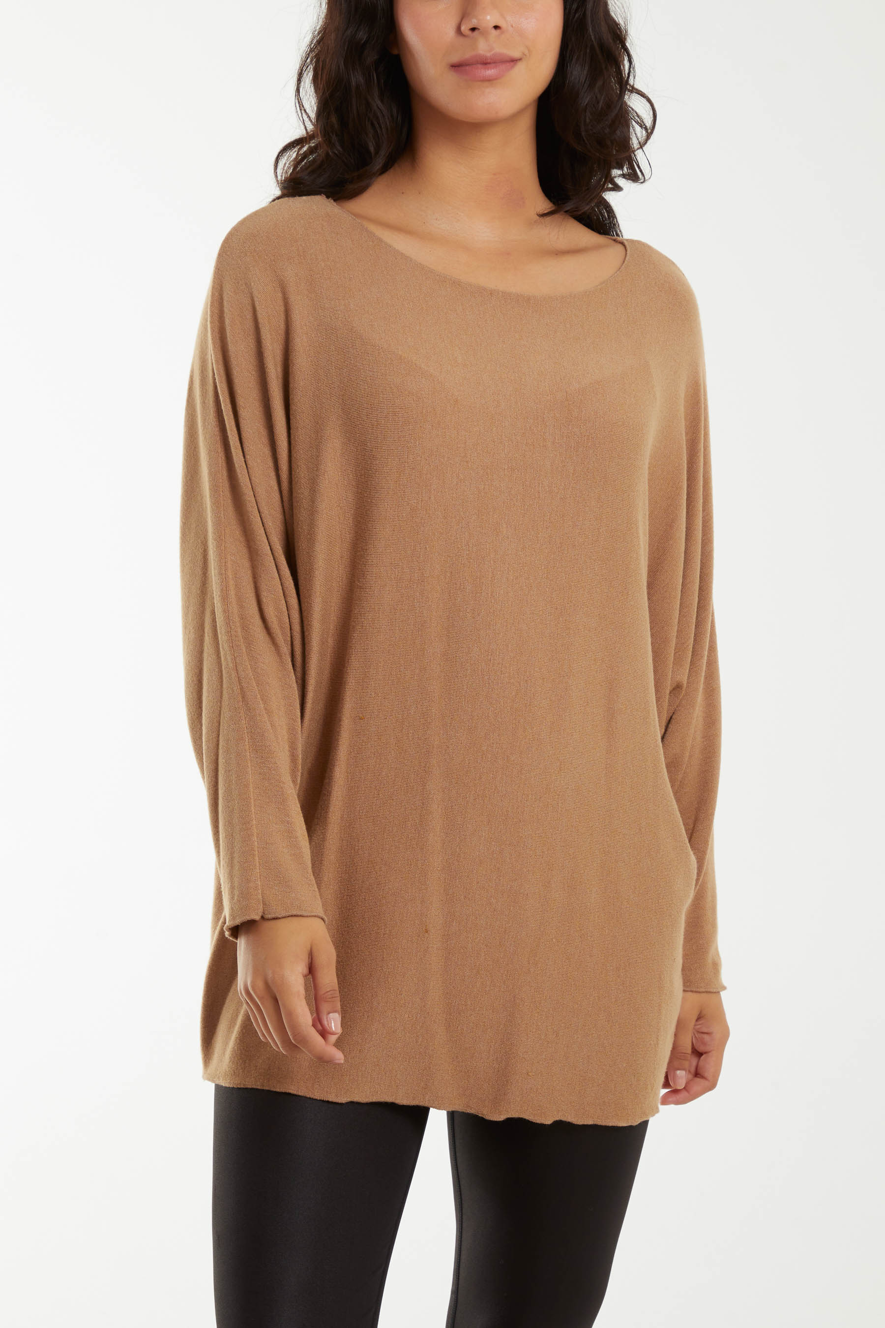 Round Neck Batwing Fine Knit Jumper For Women  - Dropwear