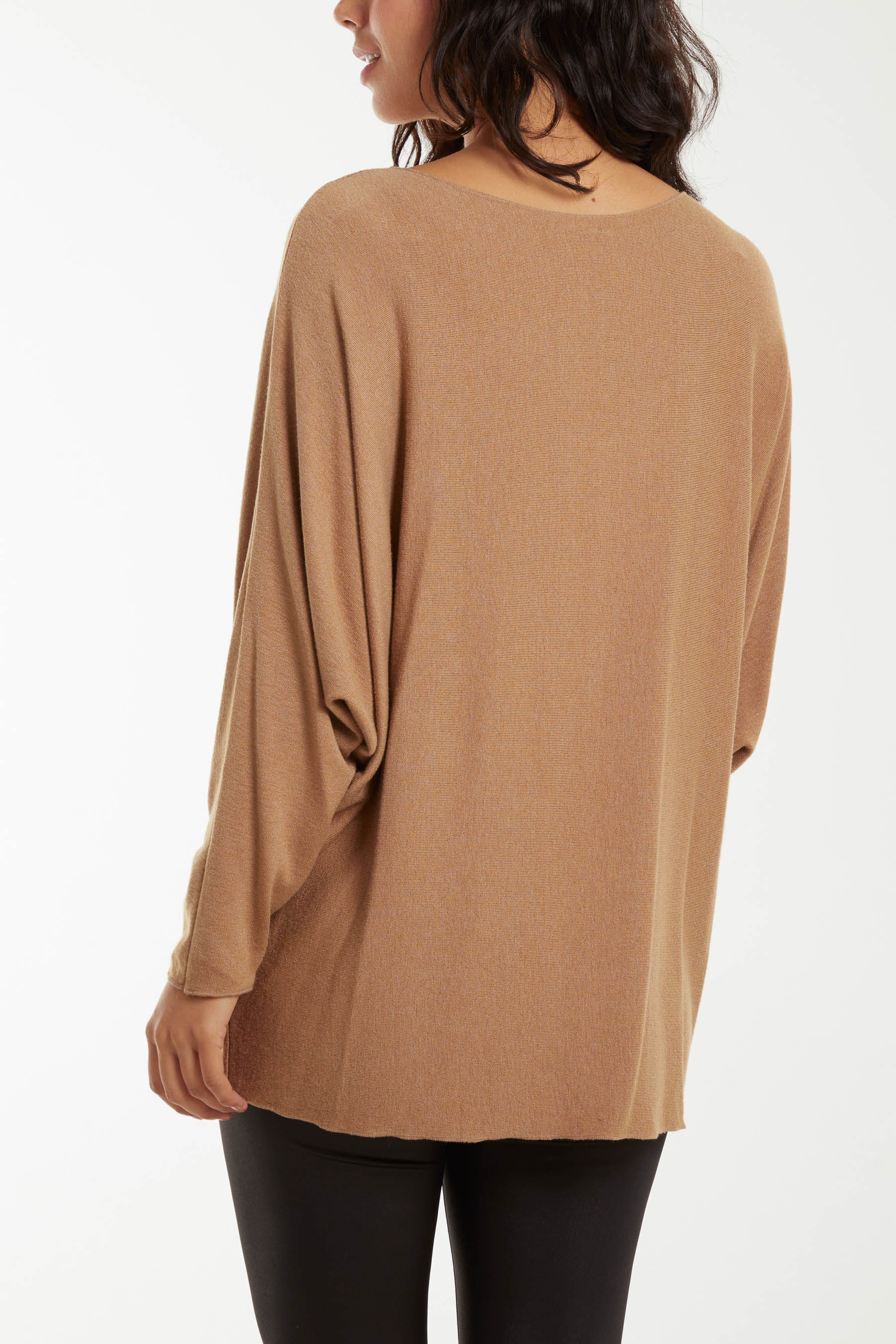 Round Neck Batwing Fine Knit Jumper For Women  - Dropwear