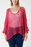 Beige Crochet Round Neck Long Sleeve Top For Women ONE SIZE - Dropwear