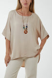 Stone Button Back Asymmetric Necklace Top For Women ONE SIZE - Dropwear