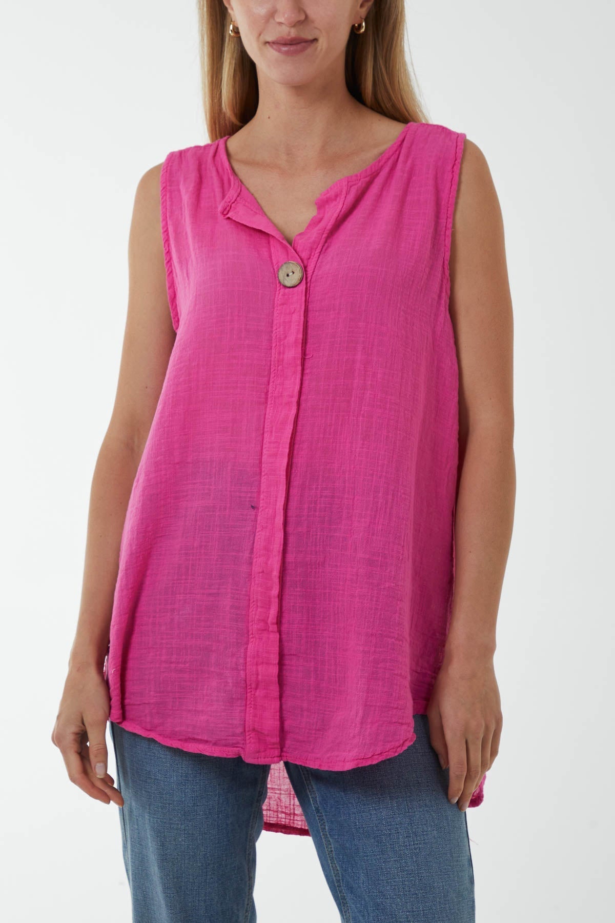 Oversized Sleeveless V-Neck  Top For Women  - Dropwear