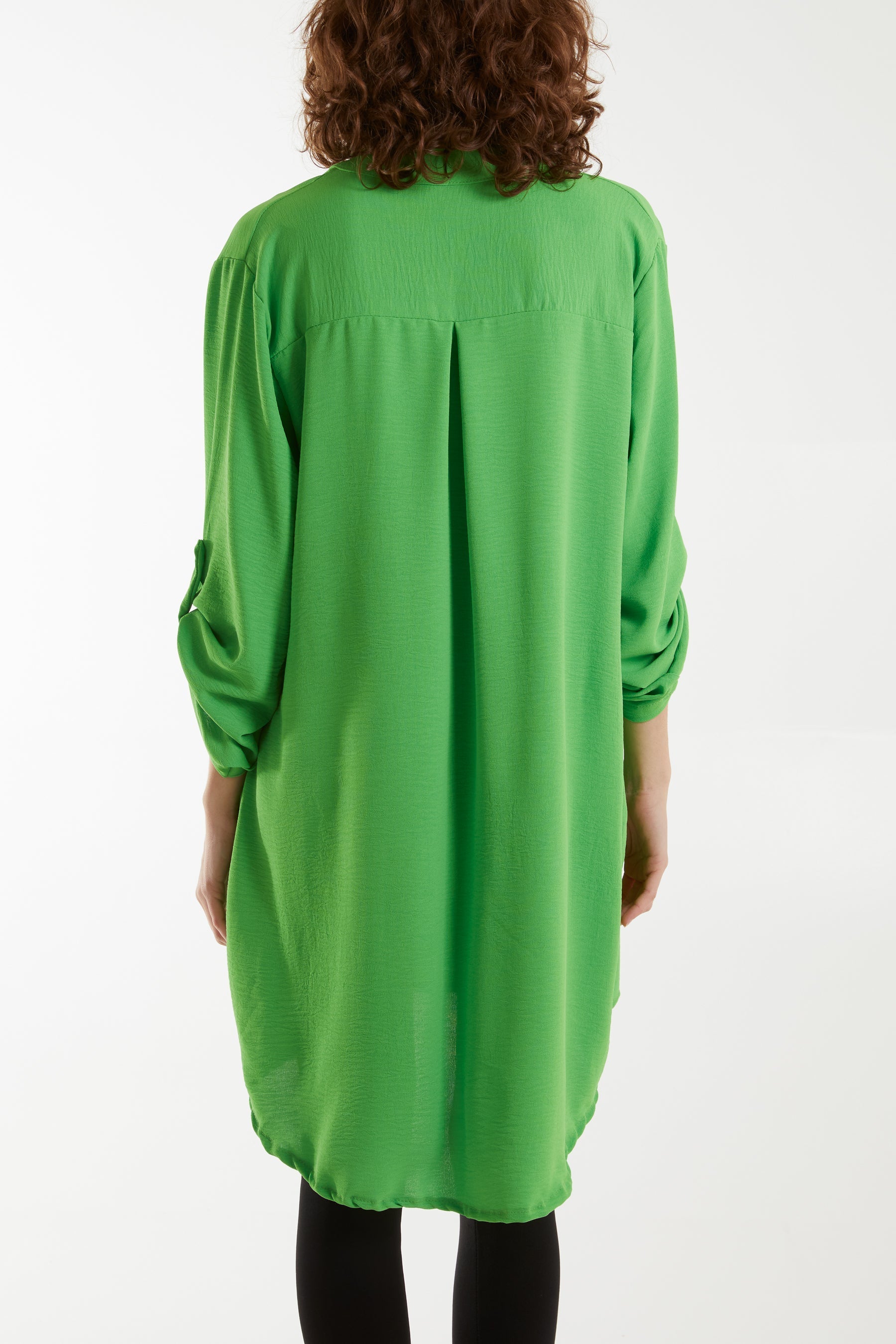 V-Neck Button Sleeve Long Top For Women  - Dropwear