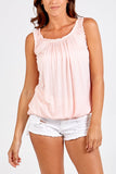 Cerise Balloon Ruffle Neck Vest For Women ONE SIZE - Dropwear