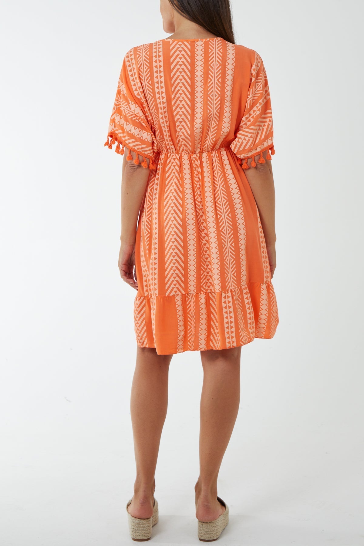 Aztec Print Mini Dress with Tassels For Women  - Dropwear