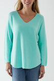 Red Raw Edge V-Neck Jumper For Women ONE SIZE - Dropwear